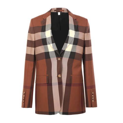 BURBERRY/博柏利22春夏格紋羊毛修身女士西服8050557