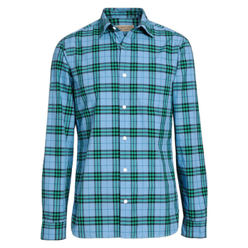 BURBERRY/博柏利  男士長(zhǎng)袖襯衫格紋棉質(zhì)休閑上裝上衣襯衫