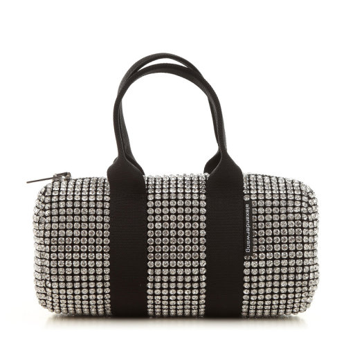 ALEXANDER WANG/亞歷山大.王  女士徽標水晶裝飾迷你旅行袋手提包女包