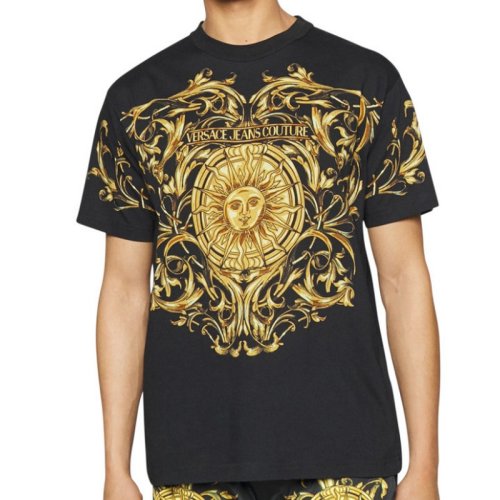  VERSACE JEANS COUTURE 男士拼色棉質(zhì)短袖T恤 72GAH6RB JS061 G89 PLFSX