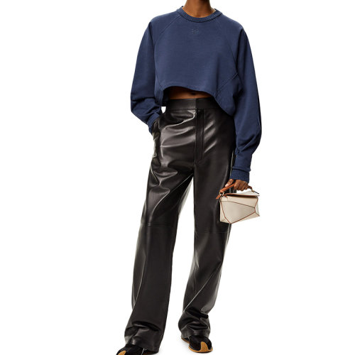 LOEWE/羅意威 22年秋冬新款 女士復古藍刺繡蝙蝠袖口圓領無帽衛(wèi)衣S359Y24X17-5570