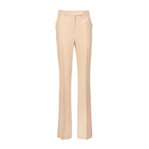 MaxMara/麥絲瑪拉 女士服裝 21春夏 米色高腰棉質(zhì)直筒褲休閑褲 女士休閑褲