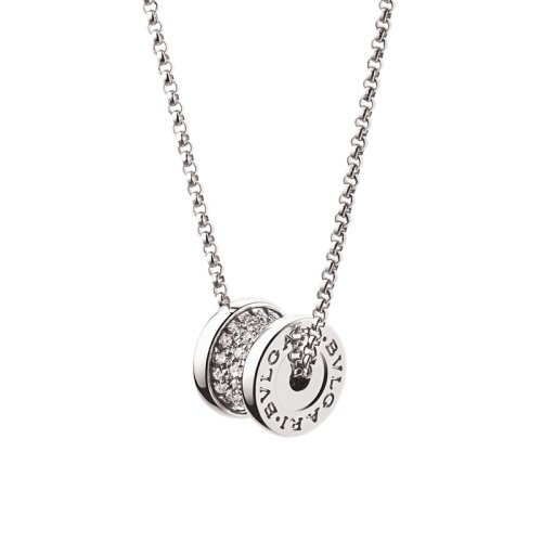 BVLGARI/寶格麗 B.zero1系列18K金白金滿鉆   小蠻腰彈簧項(xiàng)鏈 351117