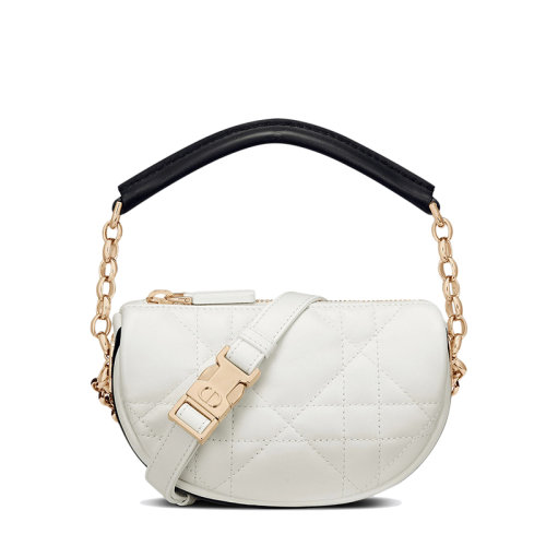 DIOR/迪奧 22春夏新款VIBE系列 女士超迷你白色藤格紋羊皮革HOBO單肩斜挎手提包S7200ONOA_M933