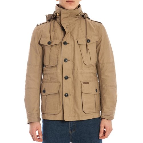 BURBERRY/博柏利 男士棕色棉質(zhì)混紡經(jīng)典設(shè)計連帽雙層戰(zhàn)地夾克外套