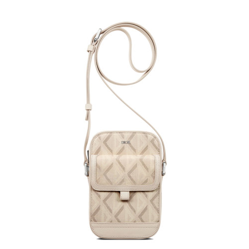 DIOR/迪奧 22新款HIT THE ROAD系列 男士自然色CD Diamond圖案帆布豎版單肩斜跨手拿包2ESCA415CDP_H110