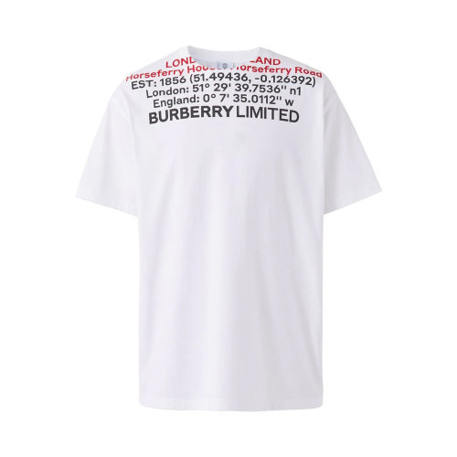 BURBERRY/博柏利 男士白色棉質(zhì)字母徽標(biāo)印花裝飾圓領(lǐng)短袖上衣T恤 8048323
