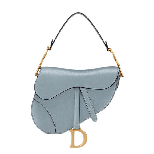 DIOR/迪奧 SADDLE系列 女士云藍(lán)色光澤山羊皮手提馬鞍包 M0446CCEH_M81B