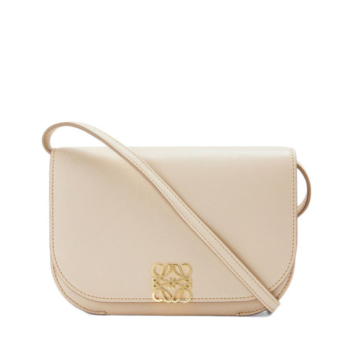 LOEWE/羅意威 22春夏新款Goya Accordion系列 女士幽靈白色小牛皮金色金屬徽標點綴單肩斜挎風琴手拿包0010640266