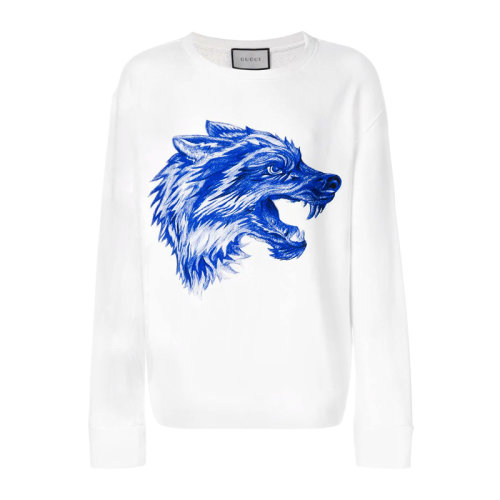 GUCCI/古馳  男裝 服飾 狼頭圖案棉質(zhì)運(yùn)動(dòng)衫圓領(lǐng)衛(wèi)衣 男士衛(wèi)衣