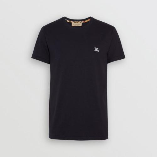 BURBERRY/博柏利 男士海軍藍(lán)圓領(lǐng)短袖T恤 白色戰(zhàn)馬刺繡標(biāo) 80038291【奧萊】