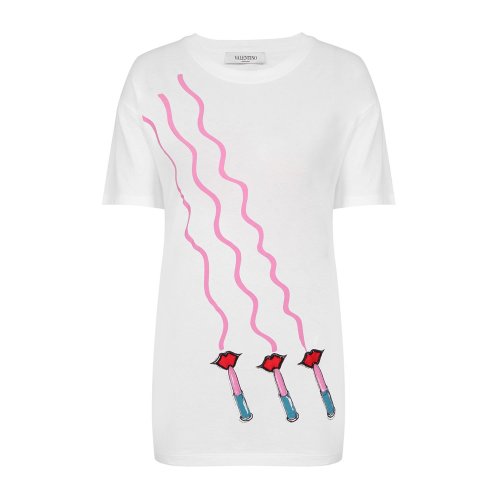 【香港直郵】VALENTINO 白色 印花 女士短袖T恤