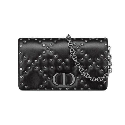 Dior 迪奧 22新款 女士黑色小牛皮星形圖案翻蓋開合字母標(biāo)志拆卸調(diào)節(jié)肩帶單肩斜挎手提包S5135BNHH_M900