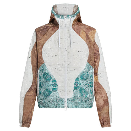 Louis Vuitton/路易威登 21年秋冬新款 Trompe-L'?il et Illusions系列 男士拼色尼龍防水大理石風(fēng)衣1A976C