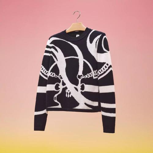  HERMES愛馬仕 22年秋冬 女士 長袖襯衫 Pull manches longues motif intarsia ??Promenade d