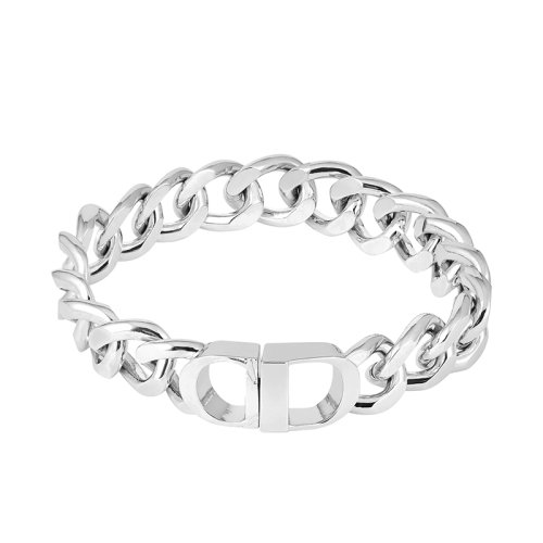 DIOR/迪奧  CD ICON系列 男士銀色黃銅CD圖標簽名磁性表扣手鏈B1081HOMMT_D000