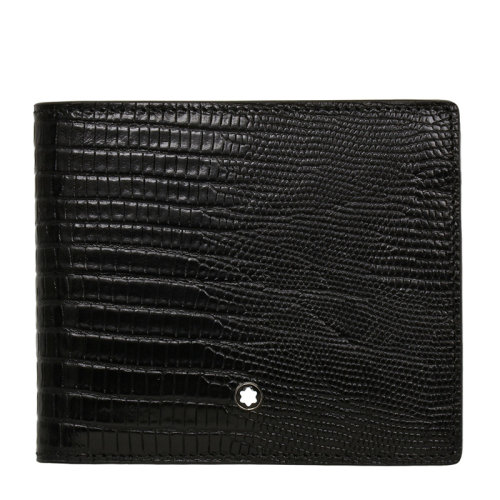 MontBlanc/萬寶龍 男士黑色壓紋皮革短款對折logo錢包錢夾卡包卡夾 116290