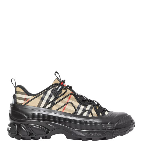 BURBERRY/博柏利 22年早春新款 男士黑色/典藏米色棉質(zhì)混紡Vintage復(fù)古格紋秀款運(yùn)動鞋80390471