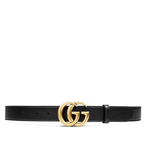 GUCCI/古馳 經(jīng)典款3CM 男女同款黑色皮革金色雙G扣腰帶  ?414516AP00T1000