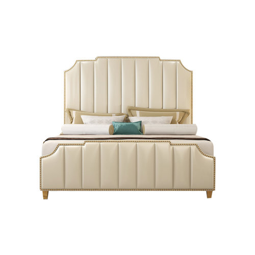 GeleiStory/GeleiStory   輕奢后現(xiàn)代簡(jiǎn)約真皮床實(shí)木雙人床美式主臥大氣婚床皮藝小戶型軟床  家具家裝＞臥室家具＞床