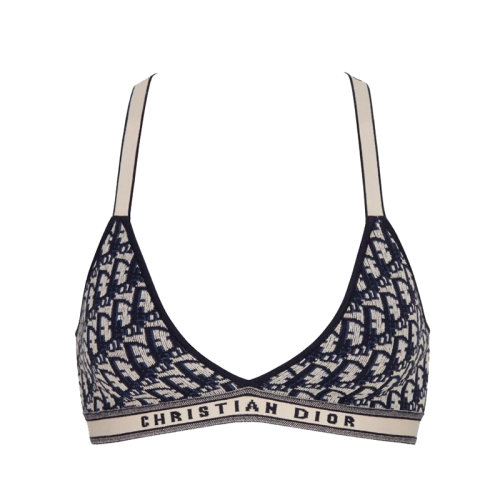 DIOR/迪奧女士海軍藍(lán)和本色Dior斜紋工業(yè)棉內(nèi)搭上衣114E01AM708_X5820