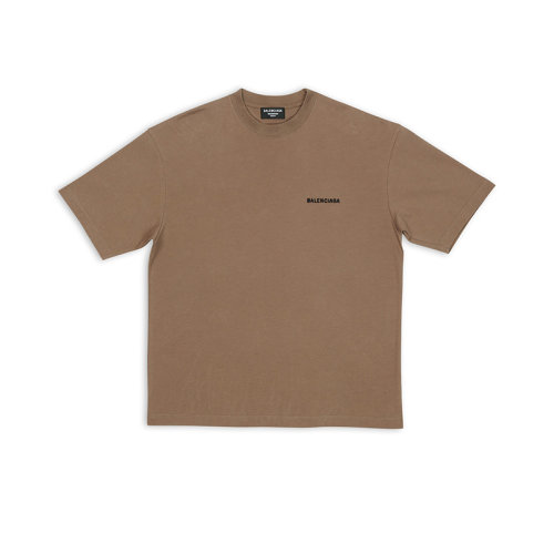 Balenciaga/巴黎世家 22年秋冬新款 女士深米色/黑色純棉徽標(biāo)刺繡短袖T恤612965TMVF47761