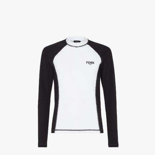  FENDI芬迪 22年秋冬 男士 長袖T恤 白色與黑色棉質T恤 FAF663AM0AF0J8Z