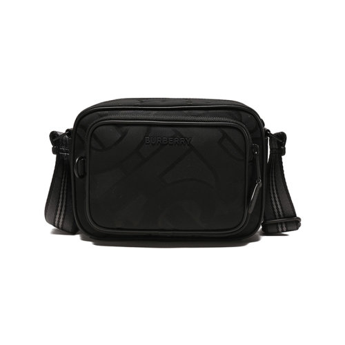 BURBERRY/博柏利 男款織物單肩斜挎包相機包黑色專屬標(biāo)識圖案 80437081