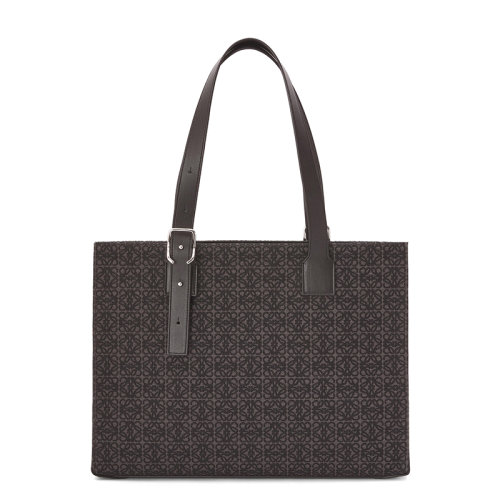 LOEWE/羅意威 22春夏新款A(yù)nagram系列 男士黑色提花和小牛皮搭扣Horizo??ntal手提包0010651099