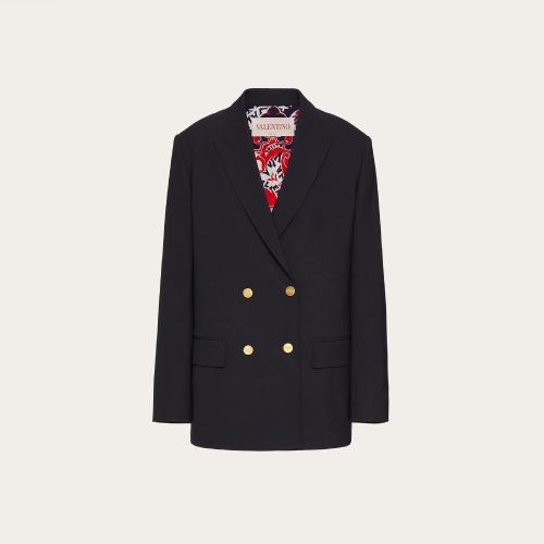  VALENTINO華倫天奴 22年秋冬 女士 夾克 BLAZER EN RAIN TECHNO TOILE 1B3CE3F47AF598