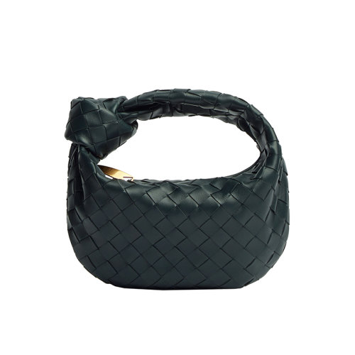 Bottega Veneta/葆蝶家 22新款Mini Jodie系列 女士墨水綠Intrecciato編織羊皮革金色飾面肩背手提包651876VCPP53014