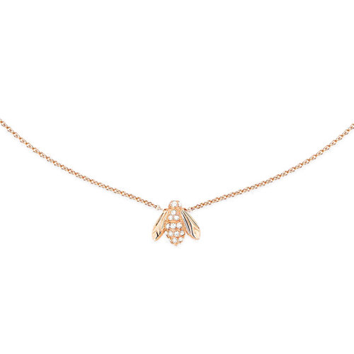 DIOR/迪奧 新款Pink DiorPréCatelan系列 18K金玫瑰金鑲鉆蜜蜂項鏈 JROC95049_0000