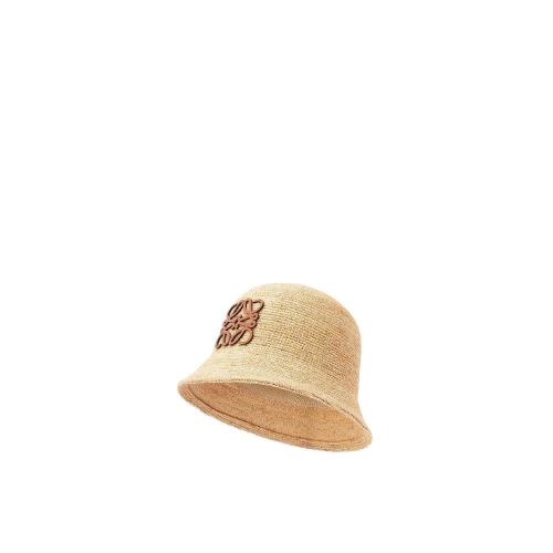  LOEWE羅意威 22年秋冬 女士 帽子 Bucket hat in raffia and calfskin K820HB1X15-2123