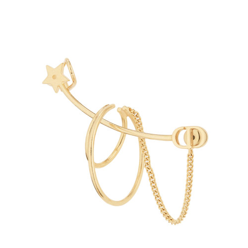 DIOR/迪奧 22新款30 MONTAIGNE系列 女士金色飾面金屬“CD”標志星星細節(jié)單只耳飾E1928MTGMT_D300