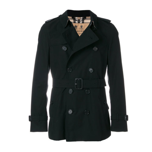 Burberry/博柏利  男裝 服裝 桑德林漢姆版型 男士黑色棉質(zhì)上衣時尚雙排扣 男士風(fēng)衣