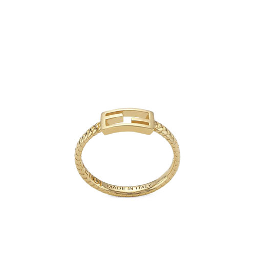 FENDI/芬迪  Baguette系列 女士金色金屬網(wǎng)狀鏈和FF Baguette圖案戒指 8AG982B08F0CFK