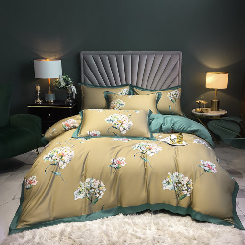 Fantti/芬緹 床上用品100支天絲數(shù)碼印花四件套被罩床罩被單枕套床蓋-金鳳玉露