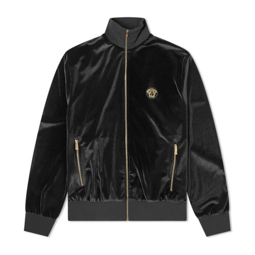VERSACE/范思哲 男士黑色滌綸混紡彈性纖維絲絨經(jīng)典美杜莎頭像裝飾運(yùn)動(dòng)上衣外套夾克 A87478-A234467-A1008