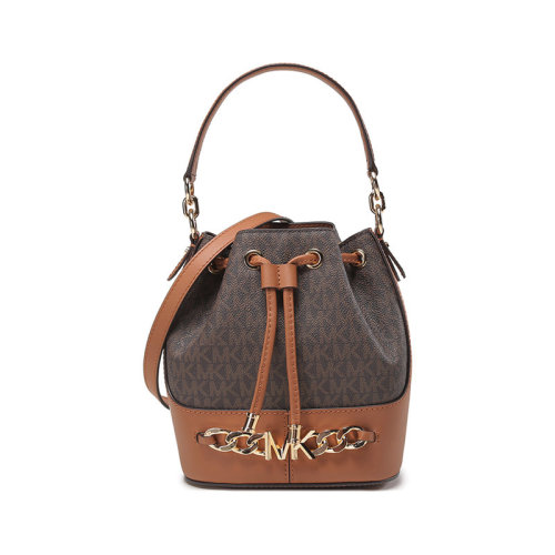 MichaelKors/邁克·科爾斯【22秋冬新款】女士DEVON系列人造革/牛剖層皮革手提單肩斜挎包水桶包老花小號(hào)32S2GDVC0B