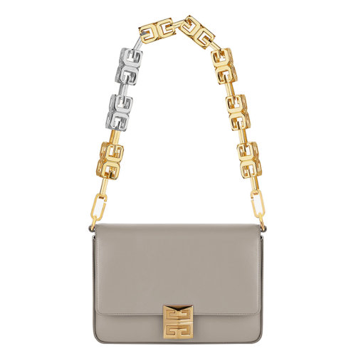 Givenchy/紀(jì)梵希 22新款 女士中號(hào)石灰色小牛皮翻蓋金屬磁扣開(kāi)合拆卸方型鏈?zhǔn)郊鐜Ы鹕椕娼饘賶夯ㄗ帜笜?biāo)志單肩斜挎包BB50LYB1H3-099