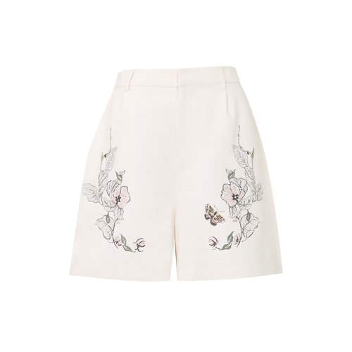 bifubyxingchen/彼伏海棠蛺蝶刺繡短褲女士短褲
