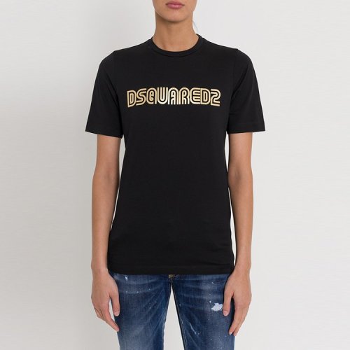Dsquared2/D二次方 秋冬 女性 字母 寬松 黑色 女士短袖T恤 S75GC0930S22844 900