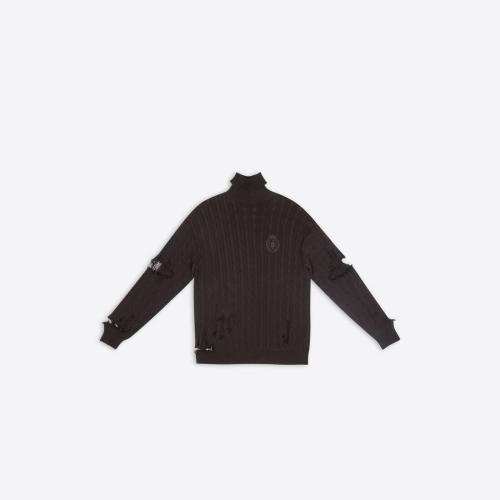  BALENCIAGA巴黎世家 22年春夏 男士 針織衫 Mens Creased Turtleneck in Brown 696106T3235021