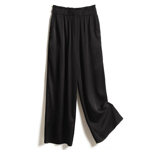 GeleiStory/GeleiStory  真絲高腰黑色花苞褲休閑褲闊腿褲女  女裝＞女士褲裝＞女士休閑褲