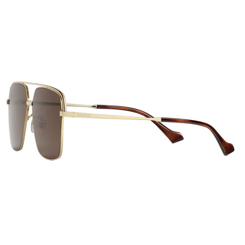 GUCCI/古馳 22年秋冬新款 男士純深棕色鏡片光澤感金色調(diào)金屬鏡框低鼻梁架貼合設(shè)計太陽眼鏡墨鏡691357I33308023