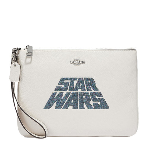 【奧萊款】COACH/蔻馳 STAR WARS合作款 女士白色皮革時尚印花手拿包零錢包女包 F89166SVCAH