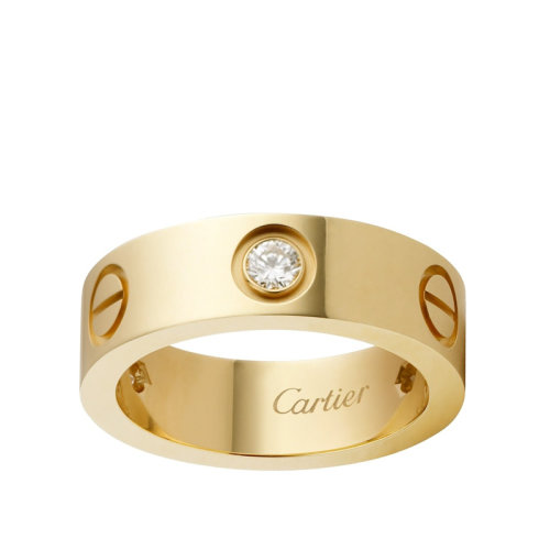 CARTIER/卡地亞 經(jīng)典款LOVE 18K金黃金鉆石戒指 鑲嵌3顆鉆石 B4032400