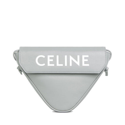CELINE/賽琳 TRIANGLE系列 男士淺灰色CELINE印花光滑牛皮革三角形單肩手拿包195903DCS.10PG