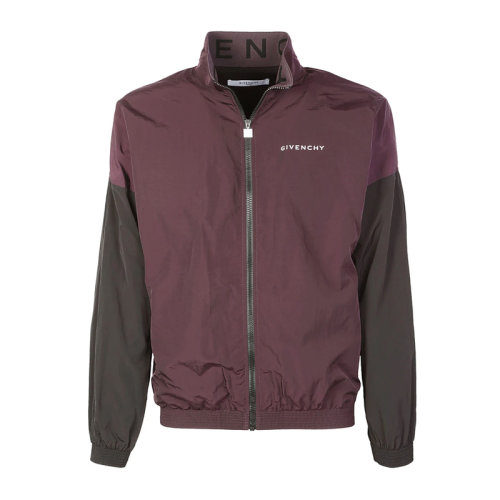Givenchy/紀(jì)梵希 男士拼色聚氨酯經(jīng)典字母徽標(biāo)印花裝飾拉鏈開(kāi)合長(zhǎng)袖上衣外套夾克 BM007H1Y59-501