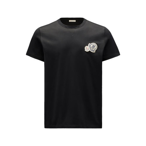 Moncler/蒙克萊 22年秋冬新款 男士黑色純棉Logo貼片短袖T恤H20918C000268390Y999